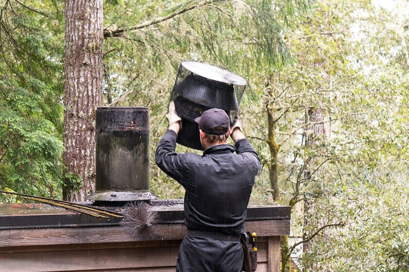 schoorsteen vegen van boven naar beneden